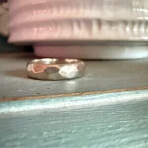 Mexico 925 Sterling Silver Hammered Band Ring Size 11.25